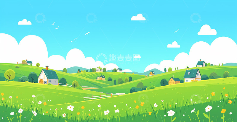 高清大图下载【趣麦麦图】蓝天草地风景