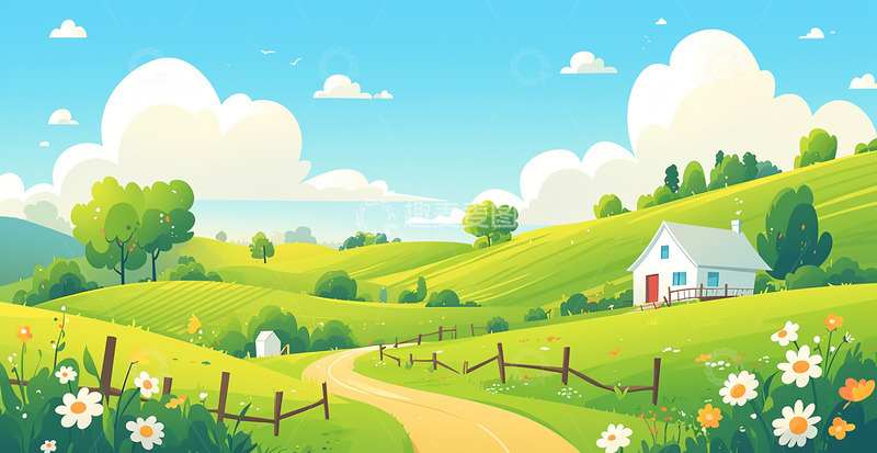 高清大图下载【趣麦麦图】春天田野马路风景