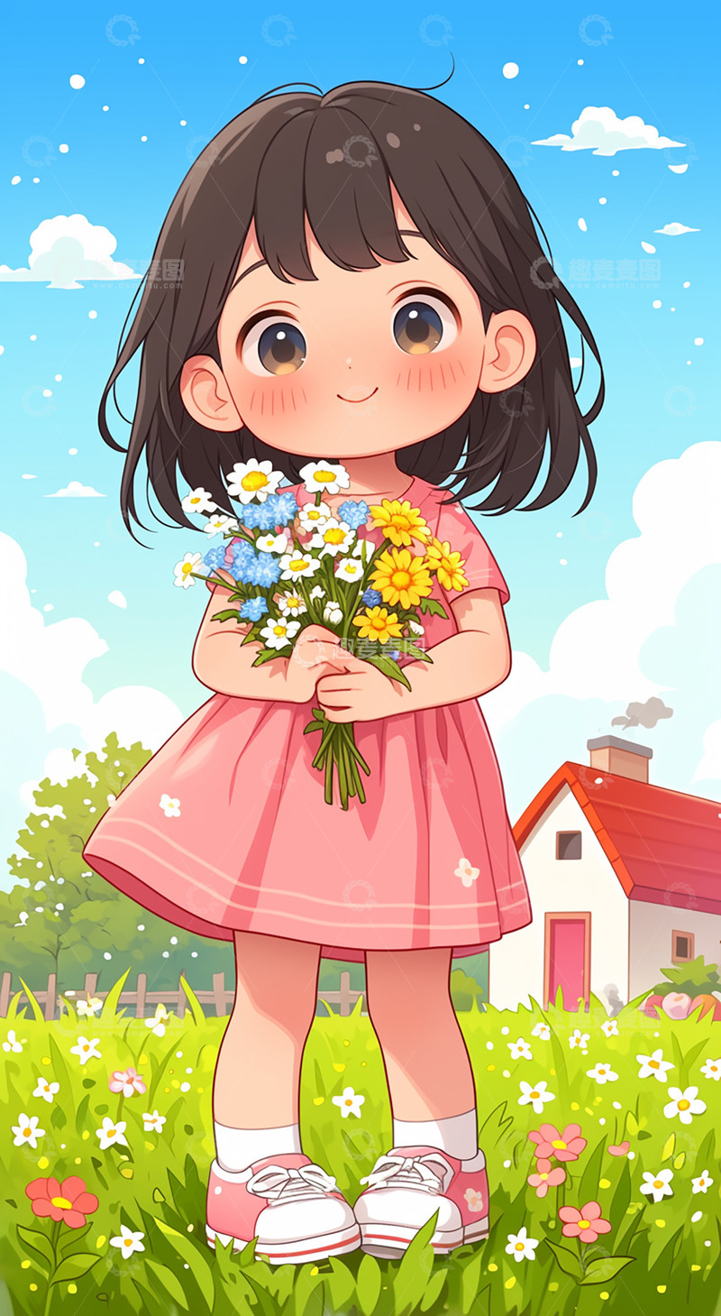 高清大图下载【趣麦麦图】春天女孩插画