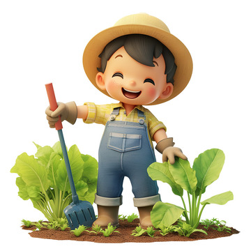 劳动节农夫农耕农民谷雨种蔬菜