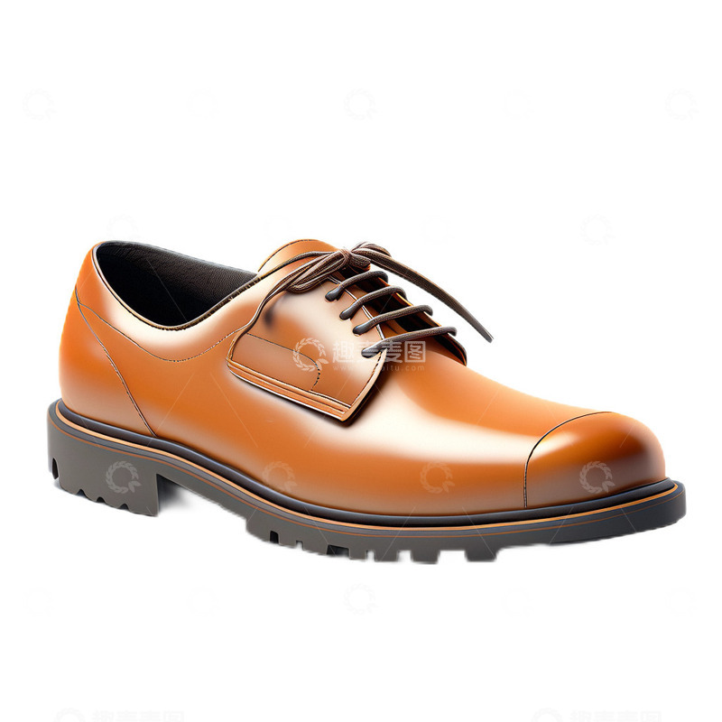 高清大图下载【趣麦麦图】3D立体卡通皮鞋男士鞋子棕色