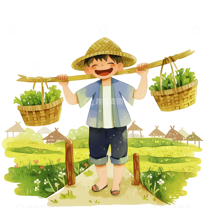 高清大图下载【趣麦麦图】卡通插画风格农民人物素材