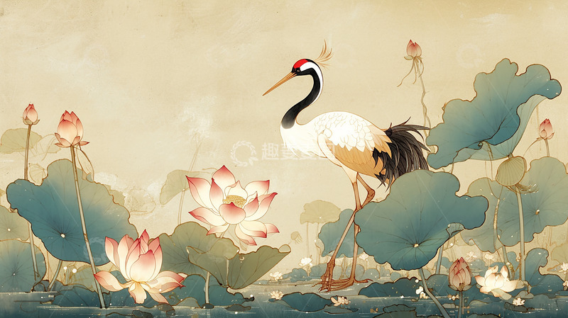 高清大图下载【趣麦麦图】中国工笔画风格背景图