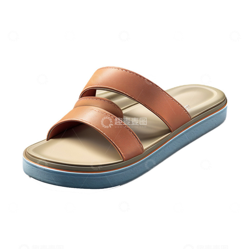 高清大图下载【趣麦麦图】3D立体卡通拖鞋棕色夏日