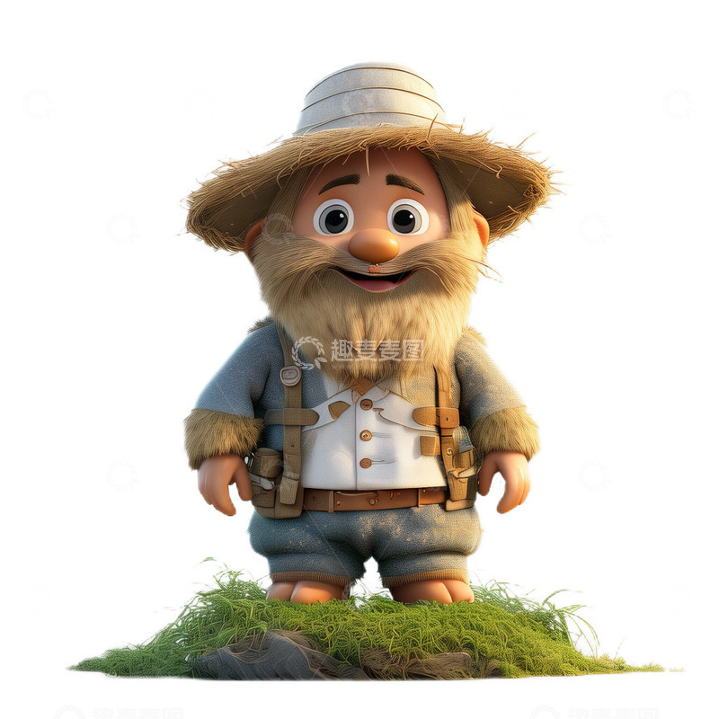 高清大图下载【趣麦麦图】3D立体卡通农民农业稻田