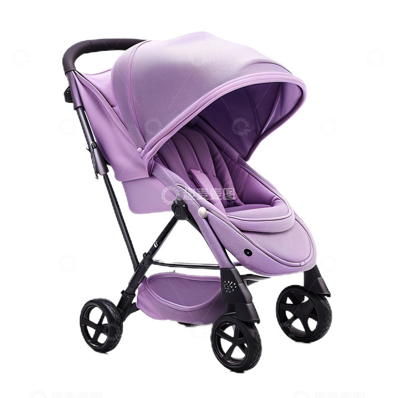 高清大图下载【趣麦麦图】3D立体卡通婴儿车紫色母婴