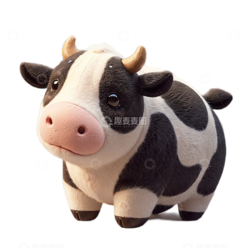 高清大图下载【趣麦麦图】3D立体卡通奶牛动物毛绒
