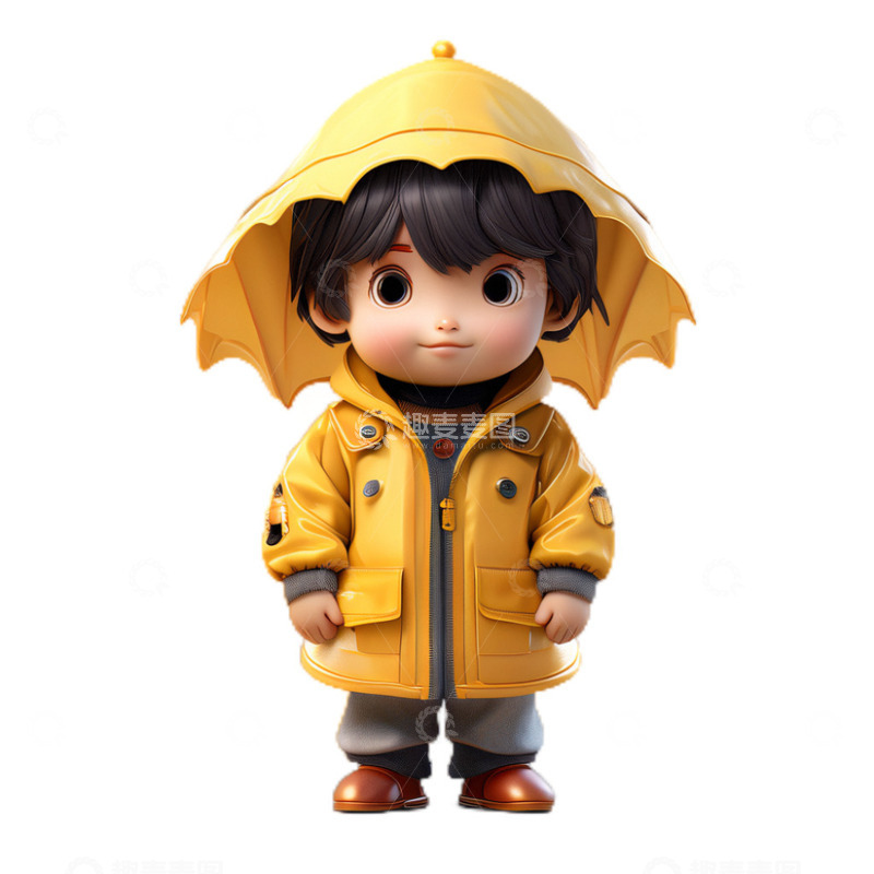 高清大图下载【趣麦麦图】3D立体卡通人物小孩雨衣