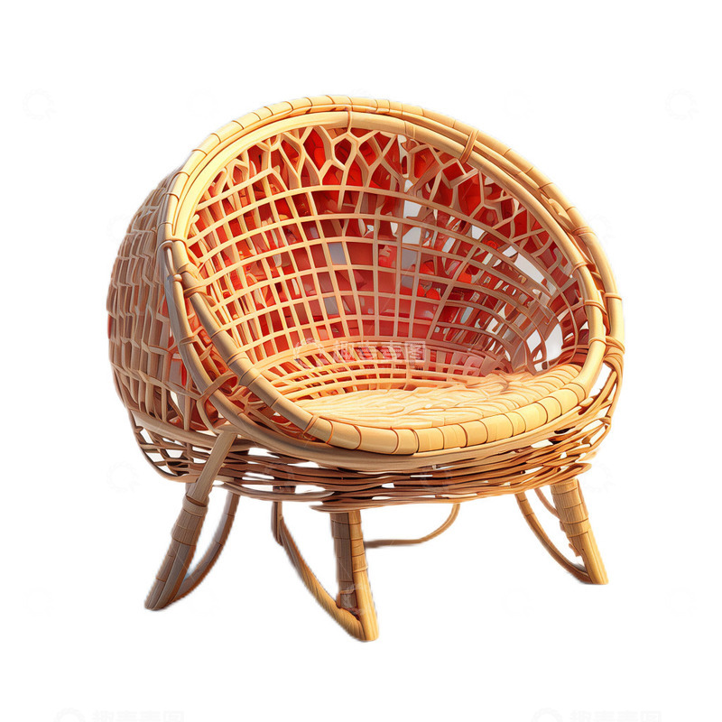 高清大图下载【趣麦麦图】3D立体卡通椅子躺椅竹编休息