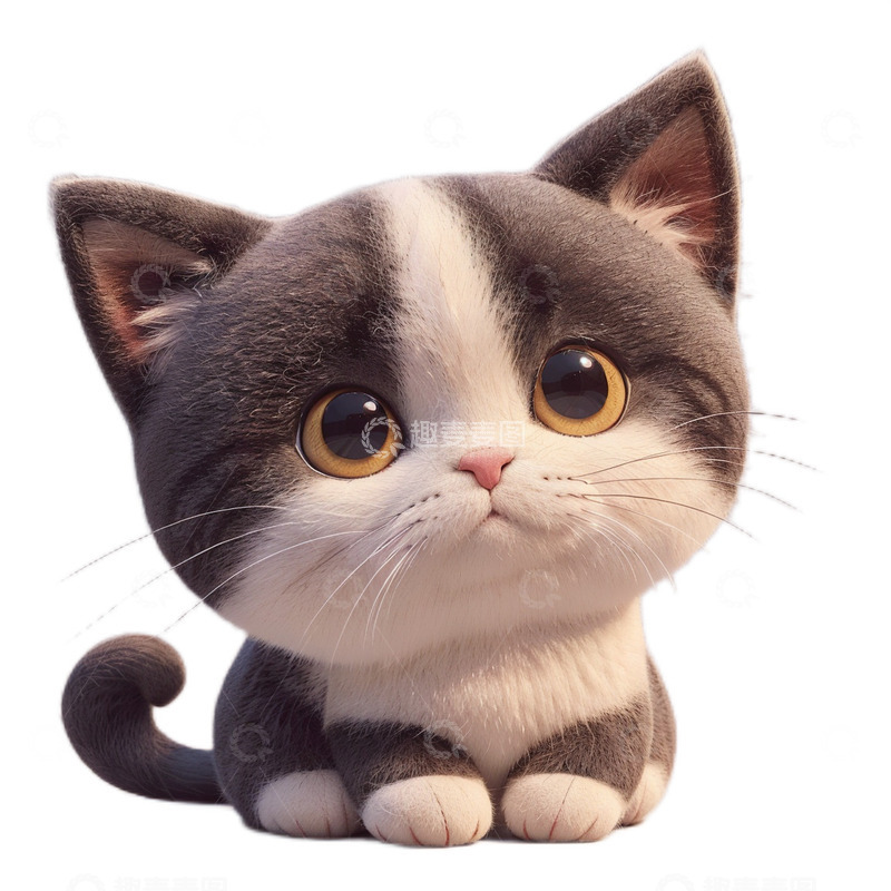 高清大图下载【趣麦麦图】3D立体卡通猫咪毛绒可爱
