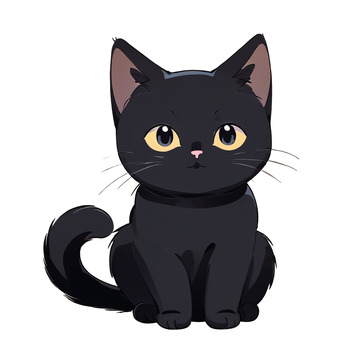 手绘风可爱小黑猫