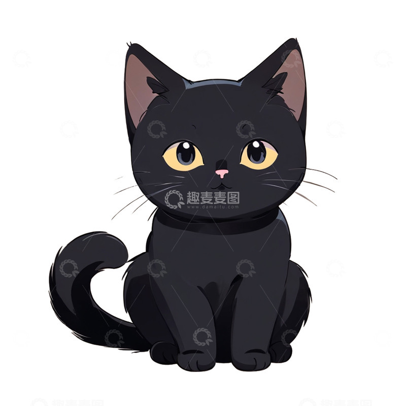 高清大图下载【趣麦麦图】手绘风可爱小黑猫