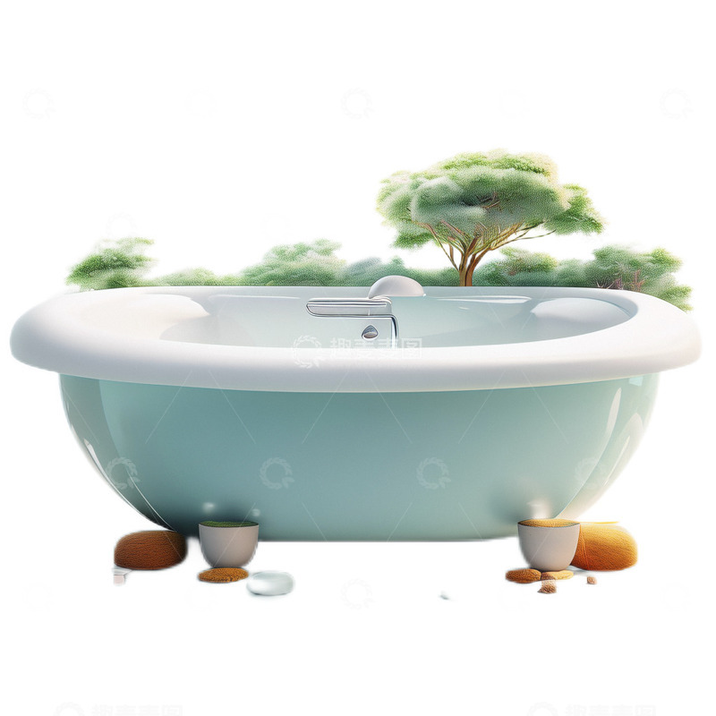 高清大图下载【趣麦麦图】3D立体卡通浴缸洗澡卫生间