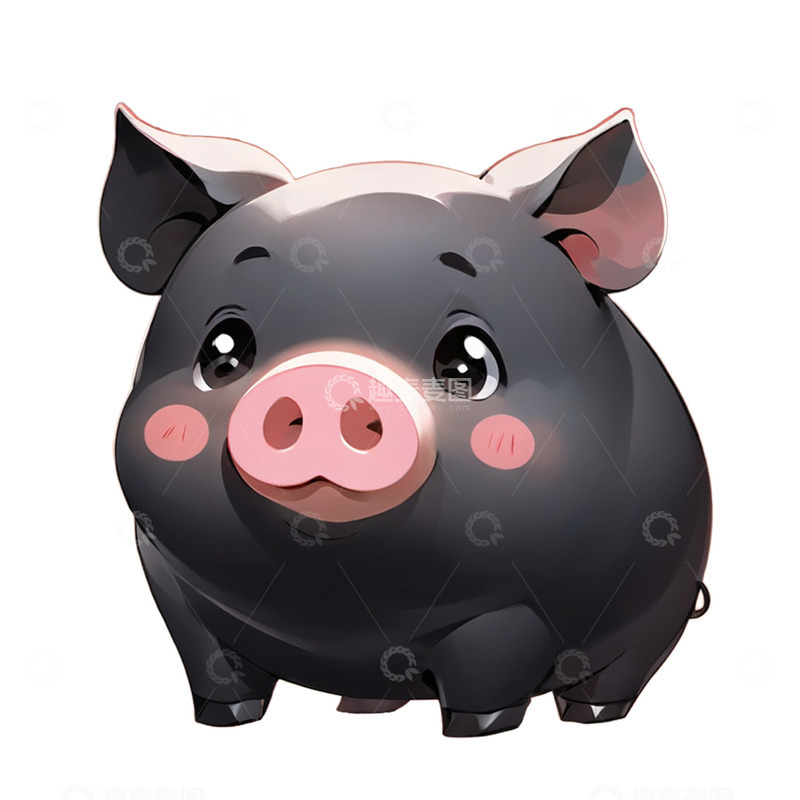 高清大图下载【趣麦麦图】可爱手绘风小黑猪