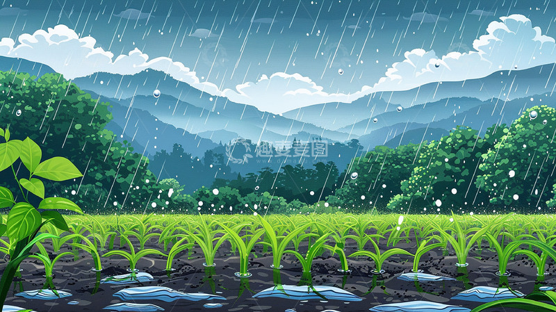 高清大图下载【趣麦麦图】绿色春天秧苗场景