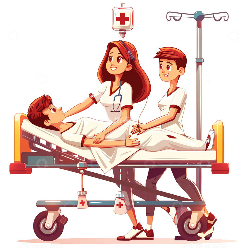 高清大图下载【趣麦麦图】世界卫生日-医护担架救人