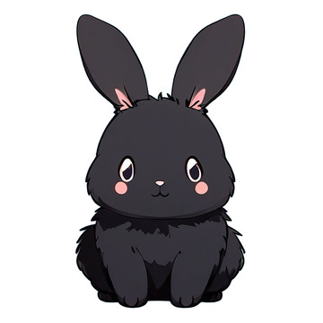 一只手绘风黑色兔子