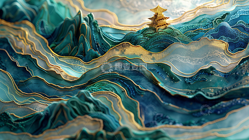 高清大图下载【趣麦麦图】3D国风装饰画背景