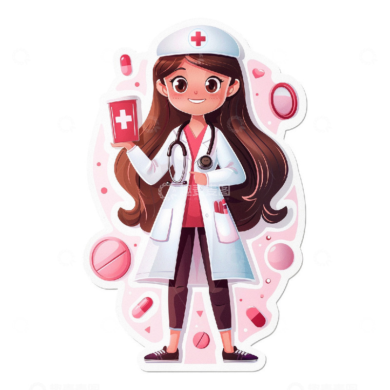 高清大图下载【趣麦麦图】卡通女性医生护士形象