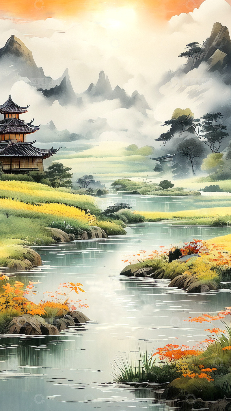 高清大图下载【趣麦麦图】水墨风格背景素材