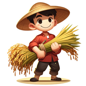 农民丰收卡通插画素材