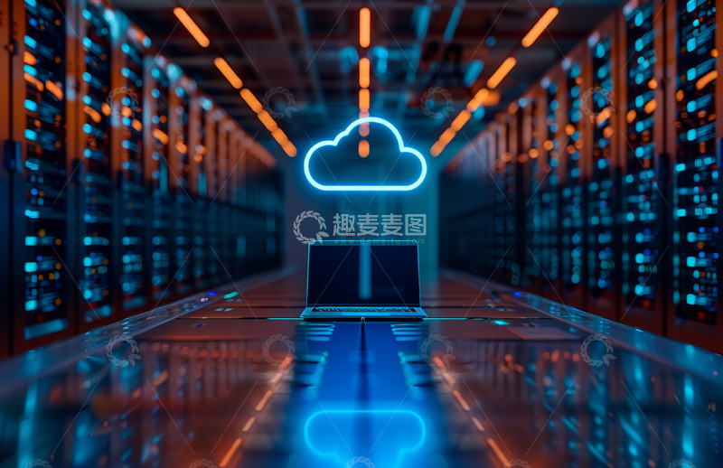 高清大图下载【趣麦麦图】未来科技感空间机房场景背景