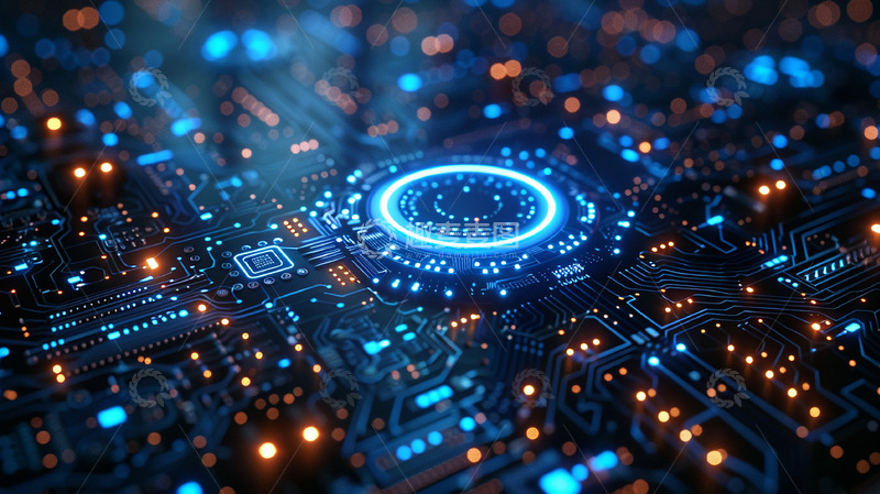 高清大图下载【趣麦麦图】芯片电子线路图科技感背景