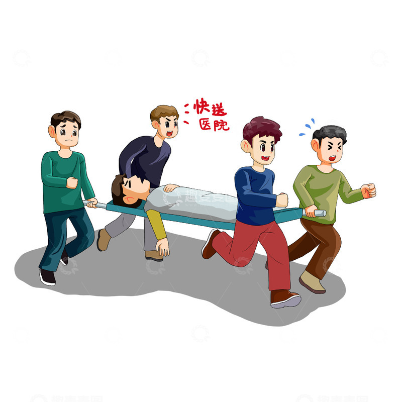 源文件下载【趣麦麦图】世界卫生日抬担架抢救病人