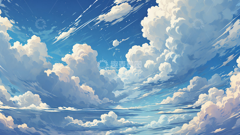 高清大图下载【趣麦麦图】壮丽白云蓝天天空蓝色唯美背景