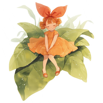 可爱风格女孩插画素材