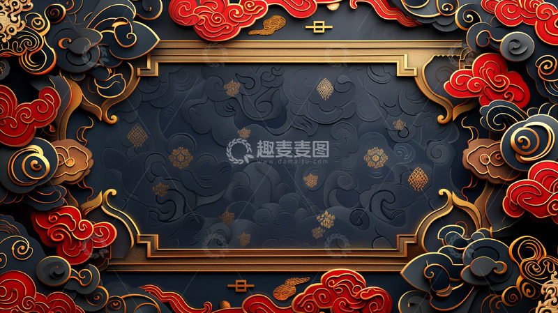 高清大图下载【趣麦麦图】电商复古花纹云纹背景