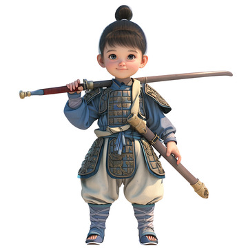 装扮成古代战士的男孩