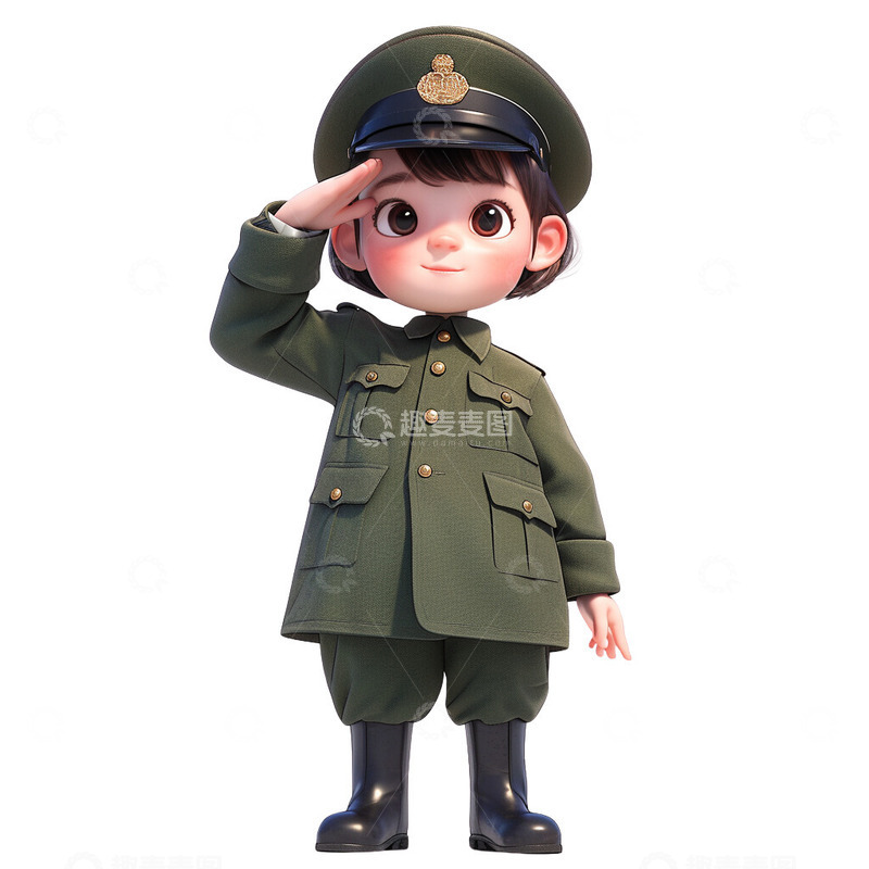 高清大图下载【趣麦麦图】装扮成军人的小孩