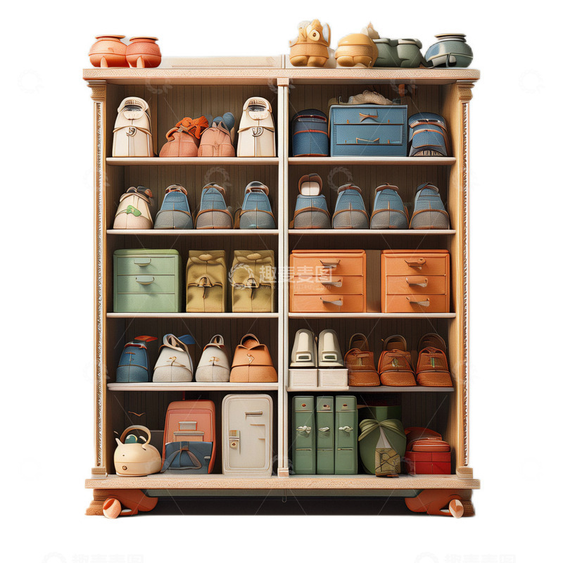 高清大图下载【趣麦麦图】3D立体卡通鞋柜柜子木质