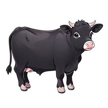 手绘风卡通黑牛