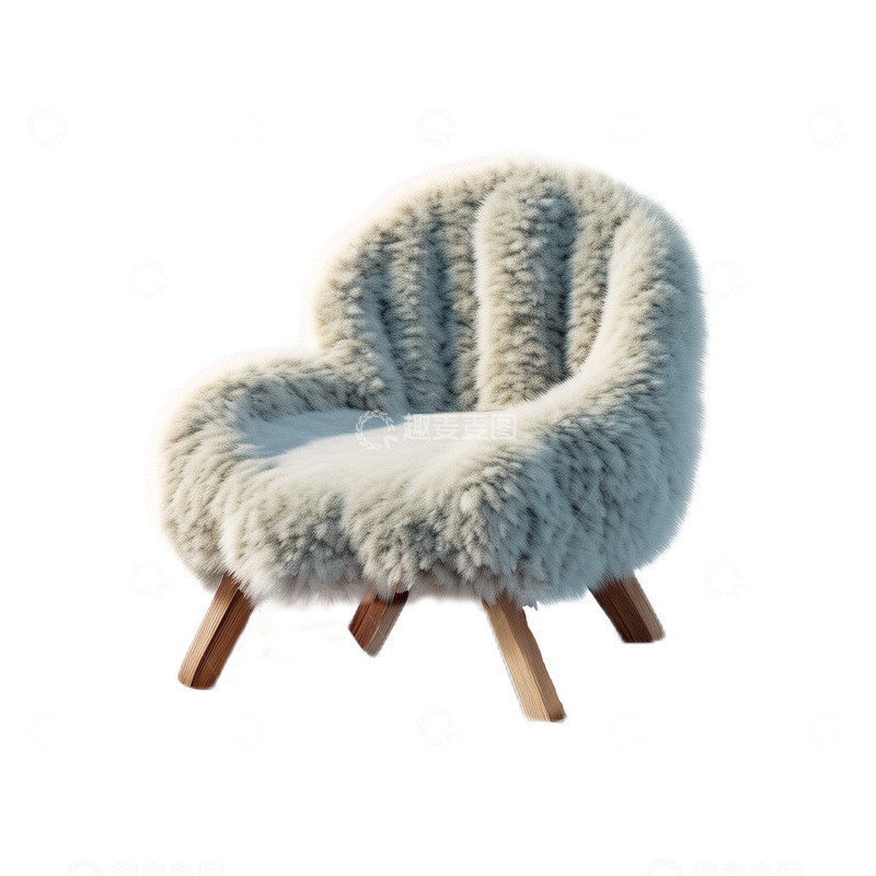 高清大图下载【趣麦麦图】3D立体真实毛绒单人沙发家具