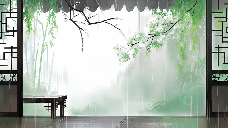 高清大图下载【趣麦麦图】中国风水彩插画背景