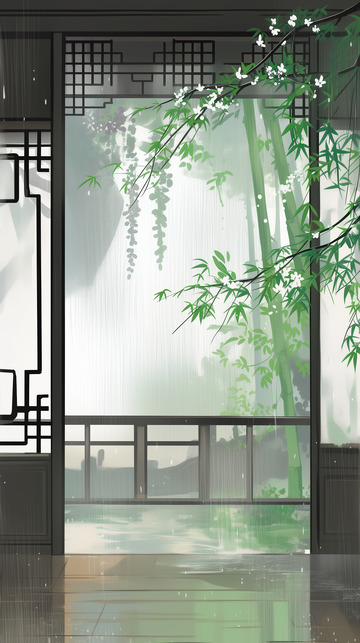 国风栀子花插画背景