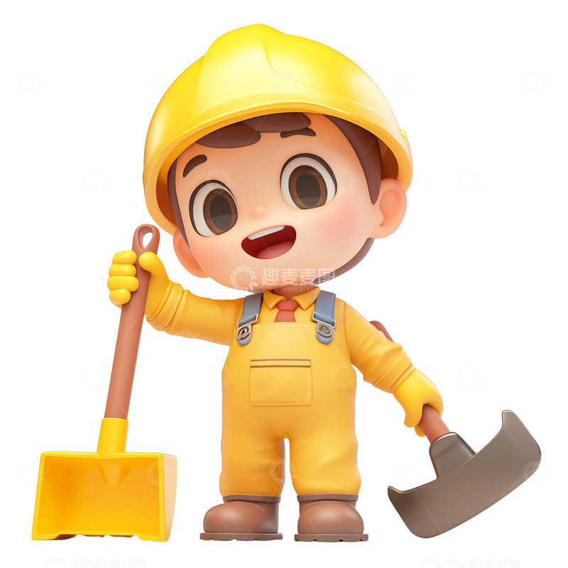 高清大图下载【趣麦麦图】工人卡通Q版