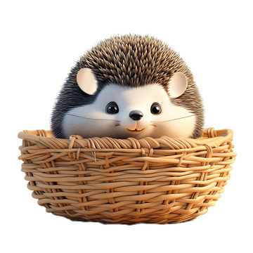 3D立体卡通刺猬竹编篮子可爱动物