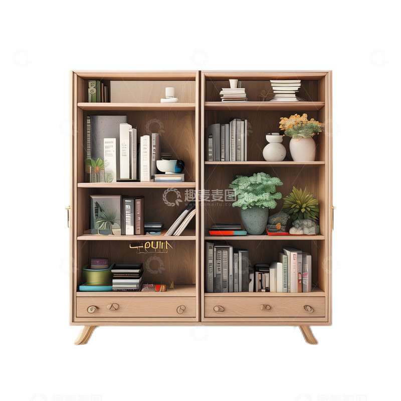 高清大图下载【趣麦麦图】3D立体卡通书柜玻璃柜子