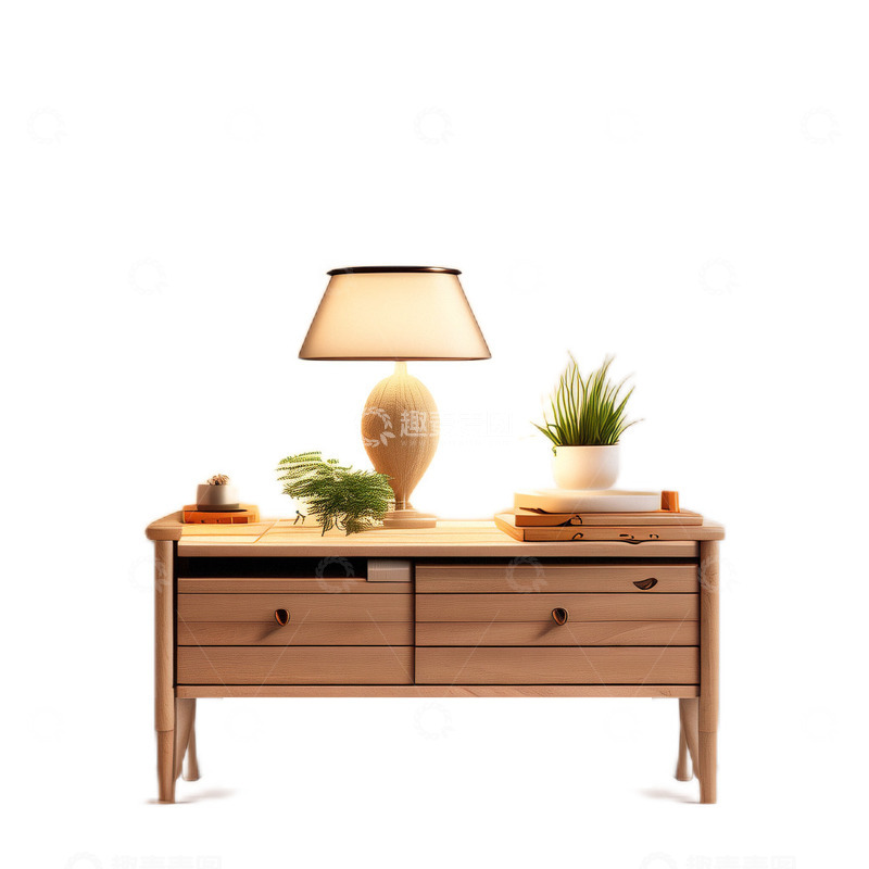 高清大图下载【趣麦麦图】3D立体真实床头柜台灯柜子