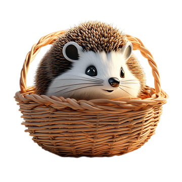 3D立体卡通刺猬竹编篮子可爱