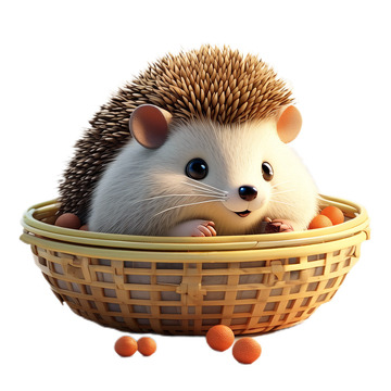 3D立体卡通刺猬竹编篮子