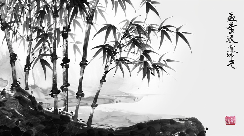 高清大图下载【趣麦麦图】中国风竹子水墨竹林场景