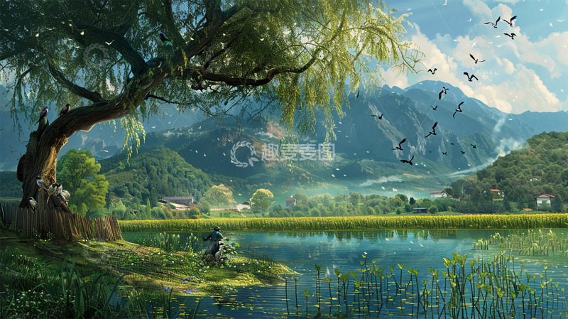 高清大图下载【趣麦麦图】春天山水植物绿色唯美场景