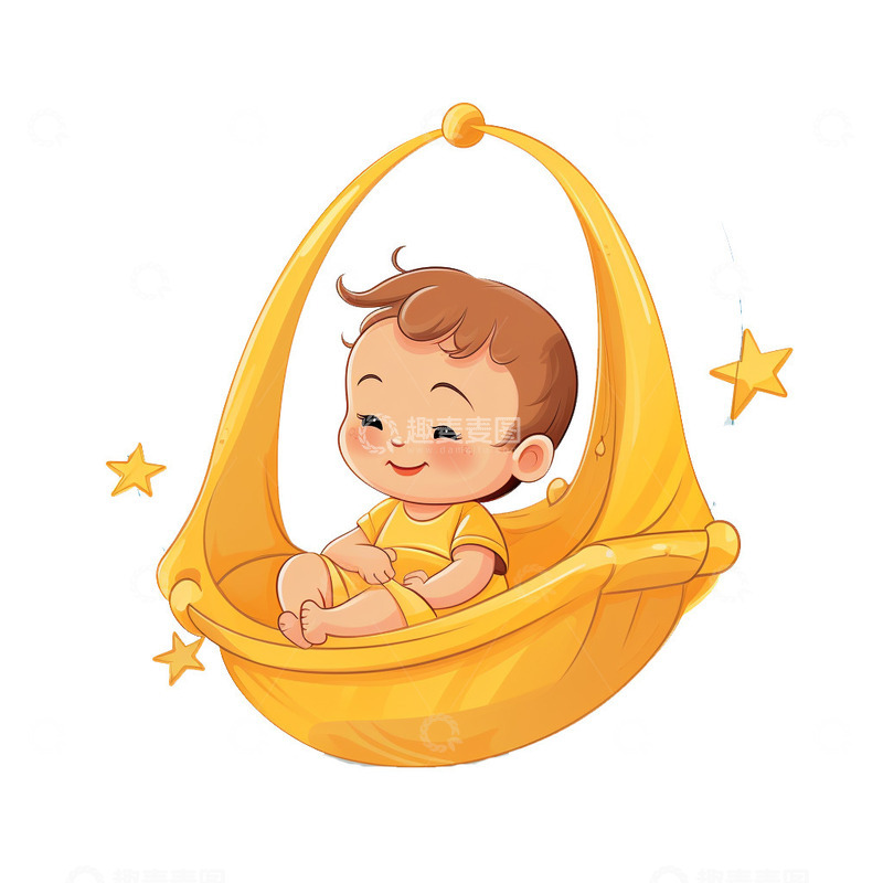 高清大图下载【趣麦麦图】摇篮可爱婴儿免扣元素
