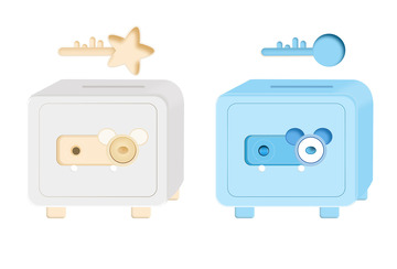 儿童保险箱保险柜钥匙卡通存钱储蓄罐密码箱