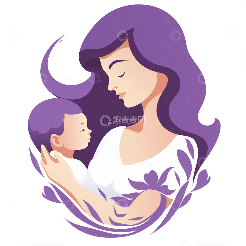 母亲节紫色简洁logo