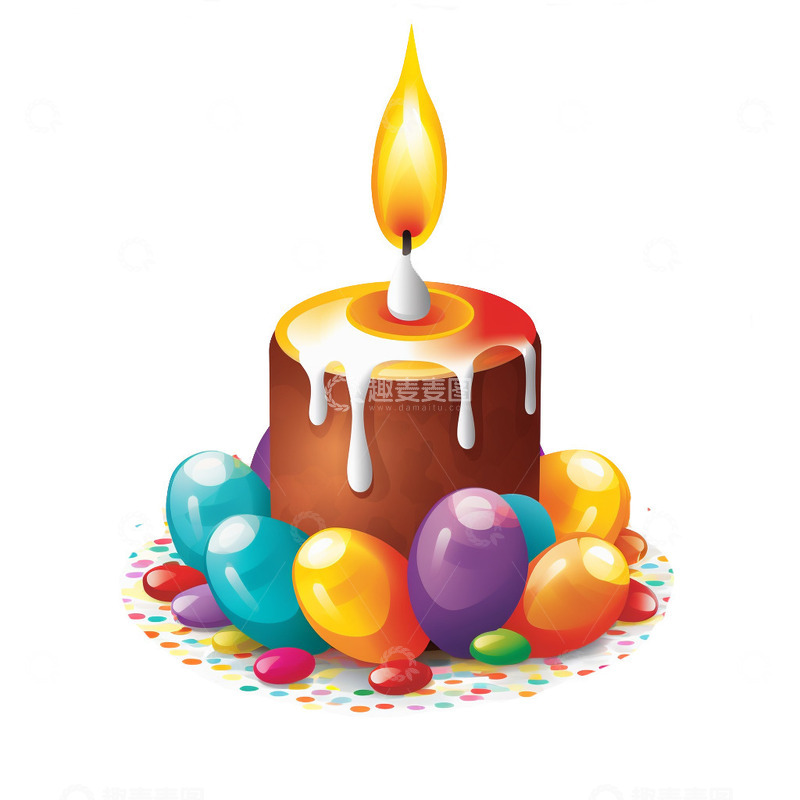 高清大图下载【趣麦麦图】复活节蜡烛彩蛋免扣素材